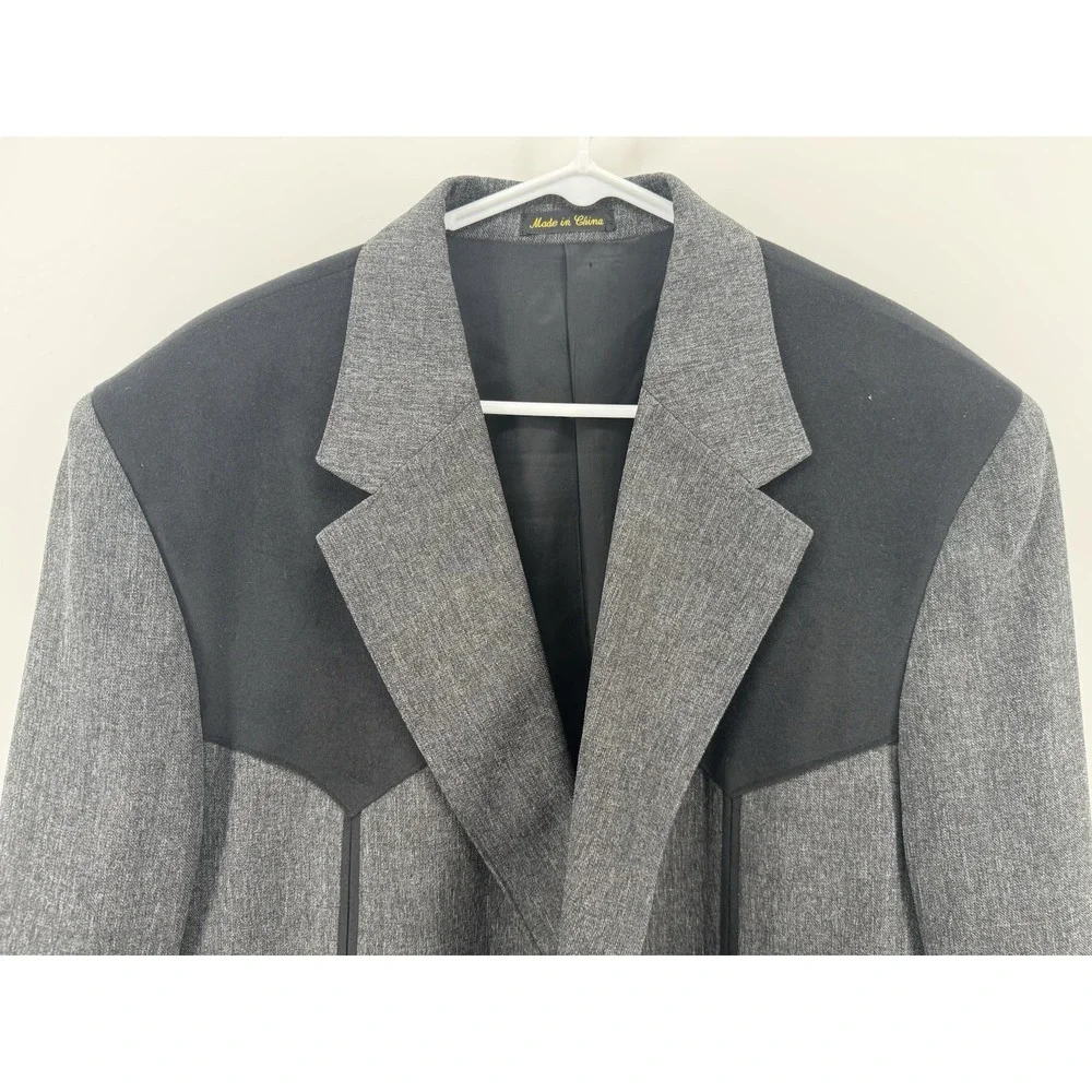 Circle Dallas Texas Blazer Mens 50R Gray Black Yoke Western Cowboy Rodeo Jacket